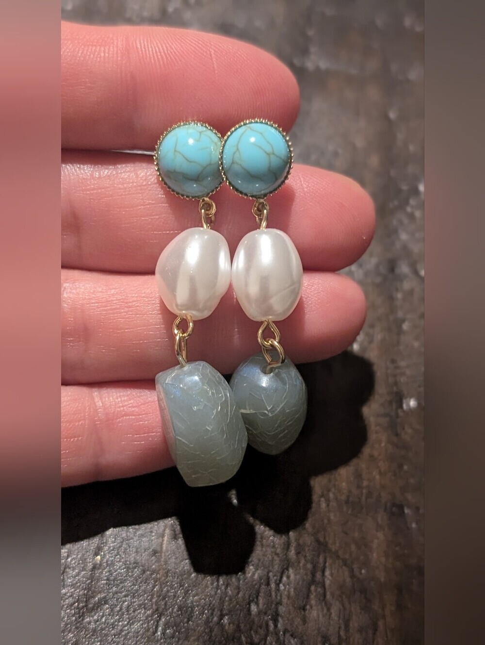 Tranquil Touch – Turquoise, Pearl & Aventurine Earrings